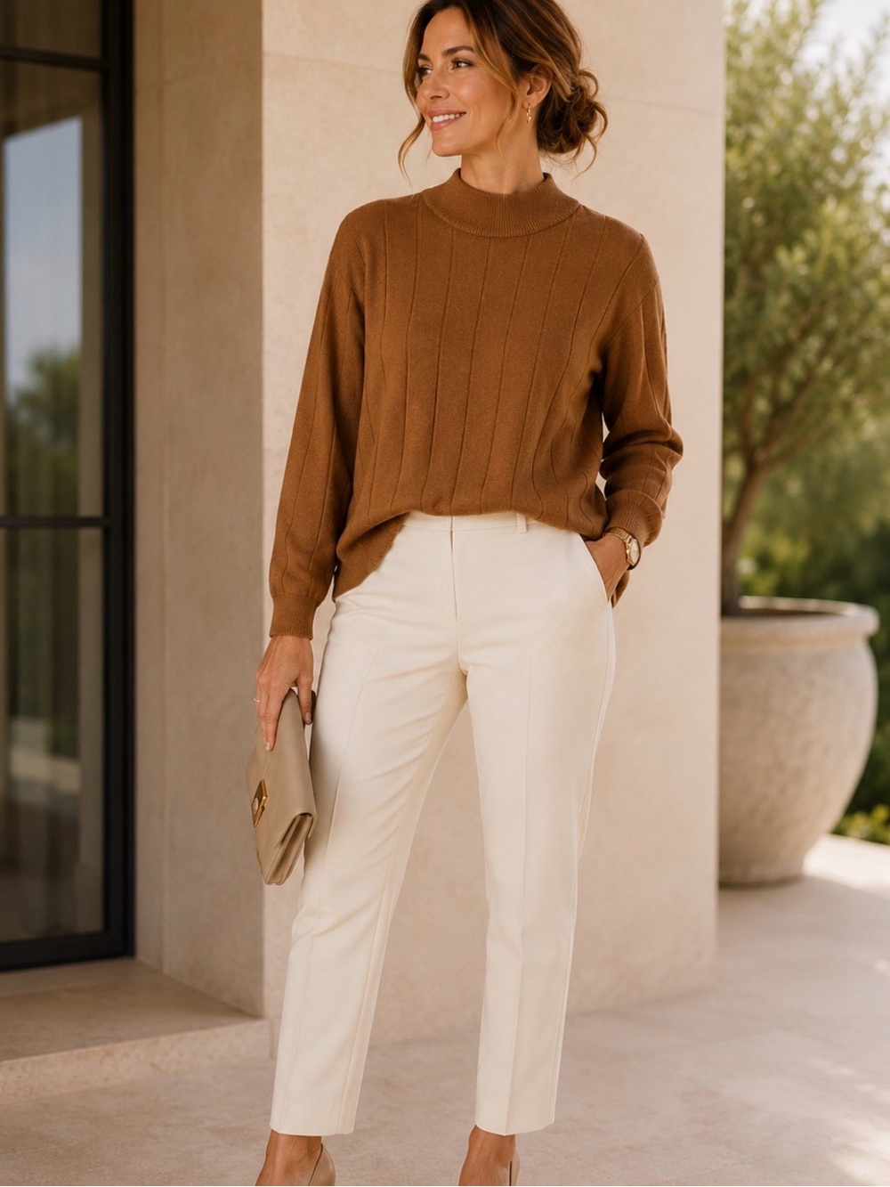 🧸Harvé Benard Camel Mock Neck Sweater Size Large